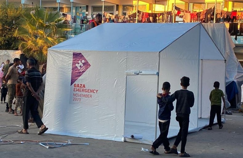 Tents set up in Gaza